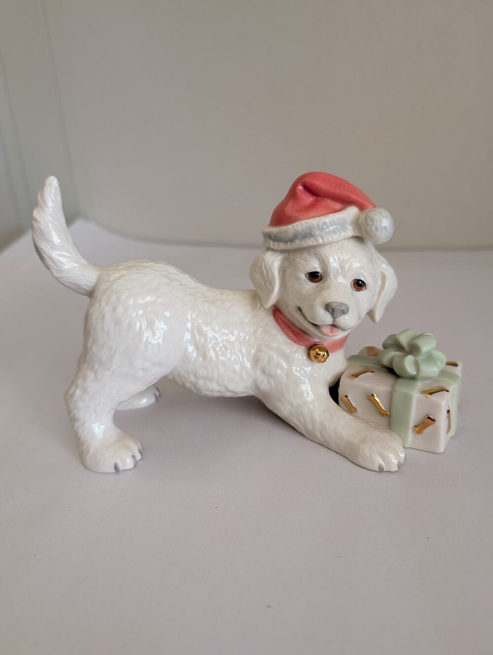 Lenox Golden Christmas Pup Dog Xmas Figurine 24K Gold Accents Puppy